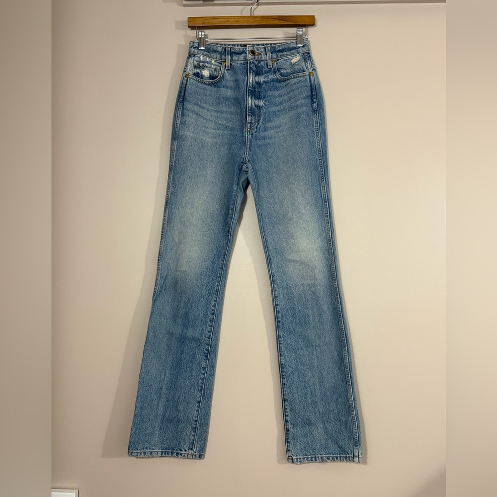 KHAITE Light Blue "Danielle" high rise straight leg jeans, sz 27